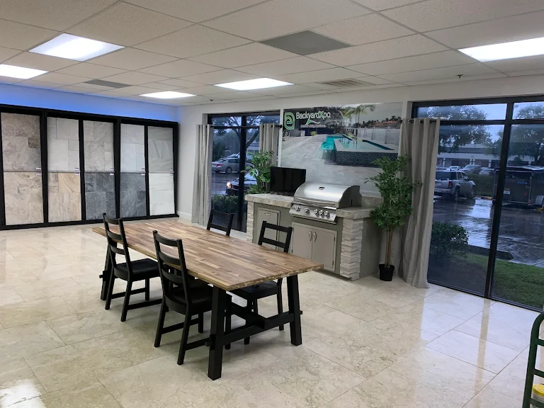 Showroom interior for pool materials and equipment